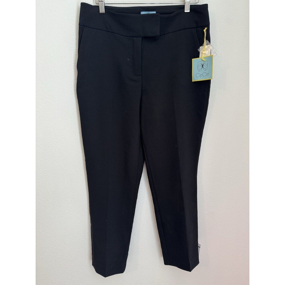 Cece Women’s Pants Tailored Career Trousers Straight 12 Black Dress New